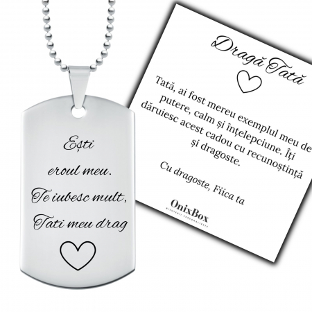Lanturi Personalizate - Cadou pentru Tata – Lanț Army Personalizat cu Mesaj – Ambalaj Cadou și Felicitare incluse