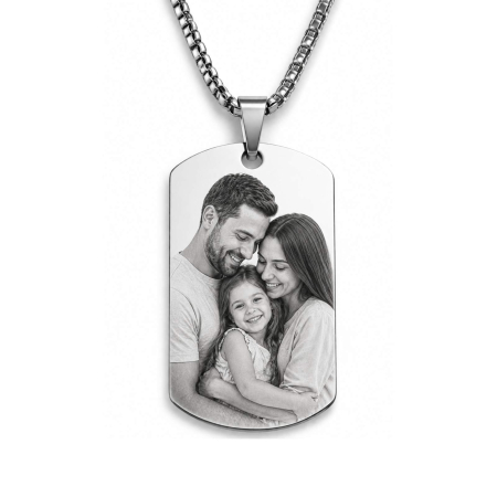 Cadouri pentru Tata - Lanț Personalizat cu Poză și Mesaj pentru Tată – Medalion din Inox, Cadou Emoțional