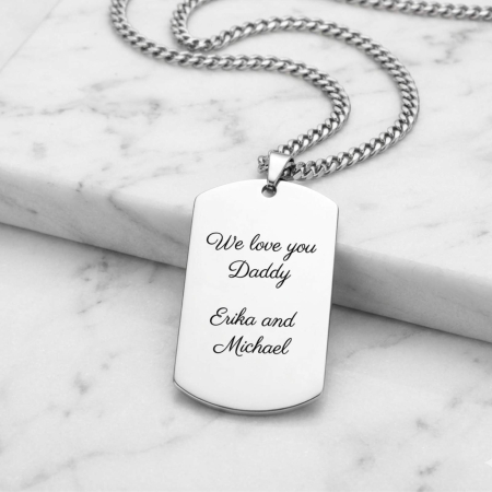 Lanț Personalizat cu Mesaj pentru Tată – Plăcuță Army din Inox, Lanț Cuban 3mm, Cadou Emoțional [2]