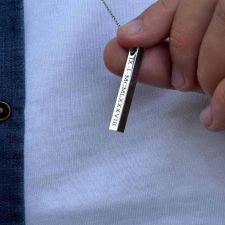Colier Bărbați cu Pandantiv 3D Personalizat Text, Inox Premium, Gravură Laser cu Garanție pe Viață [5]