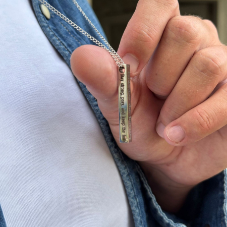 Colier Bărbați cu Pandantiv 3D Personalizat Text, Inox Premium, Gravură Laser cu Garanție pe Viață [3]