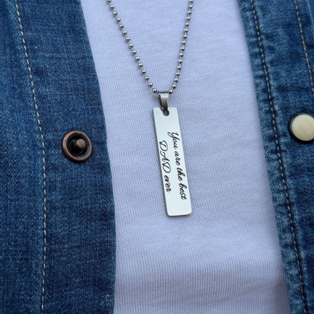 Colier Bărbați cu Plăcuță Personalizată Text, Inox Premium, Gravură Laser cu Garanție pe Viață [8]