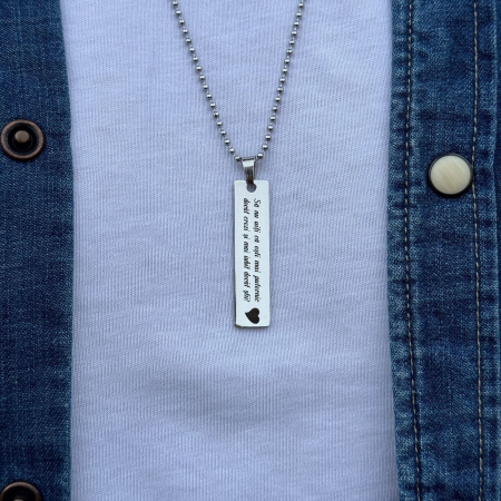 Lanturi Personalizate - Colier Bărbați cu Plăcuță Personalizată Text, Inox Premium, Gravură Laser cu Garanție pe Viață