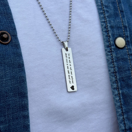 Colier Bărbați cu Plăcuță Personalizată Text, Inox Premium, Gravură Laser cu Garanție pe Viață [2]