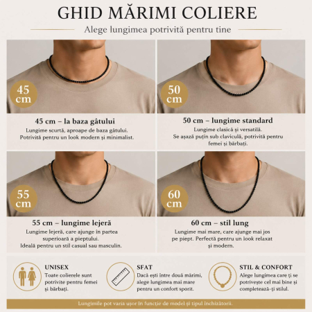 Colier cu Pietre Onix și Biluțe din Argint 925 Placat cu Aur 4 mm, Unisex [2]