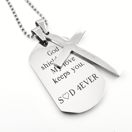 Colier cu Cruce și Plăcuță Army Personalizată, Inox Premium, Gravură Laser cu Garanție pe Viață [5]