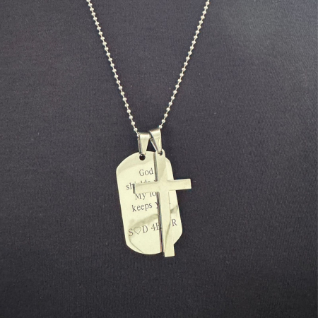 Lanturi Personalizate - Colier cu Cruce și Plăcuță Army Personalizată, Inox Premium, Gravură Laser cu Garanție pe Viață