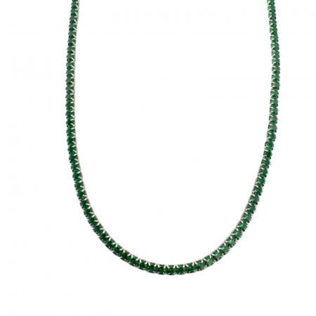 Colier Tennis Argint cu Cristale din Zirconiu Verde 2mm, Lungime Reglabilă 45 cm [3]