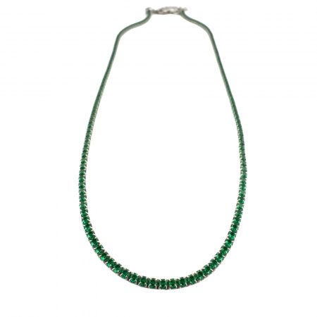 Colier Tennis Argint cu Cristale din Zirconiu Verde 2mm, Lungime Reglabilă 45 cm [5]
