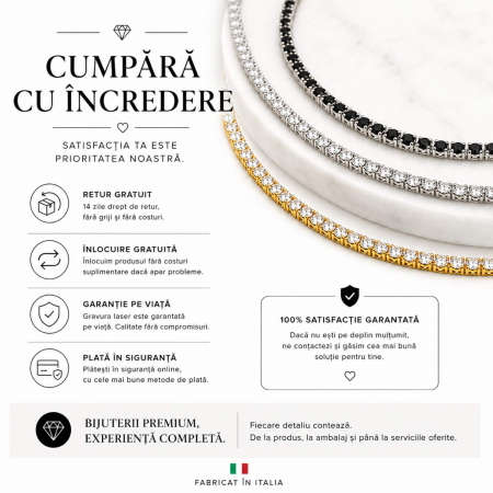 Colier Tennis din Argint 925 Placat cu Aur 18K, Zirconiu Alb [4]