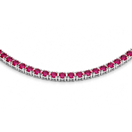 Colier Tennis Argint și Cristale Zirconiu Fucsia – Lungime Reglabilă 45 cm [2]