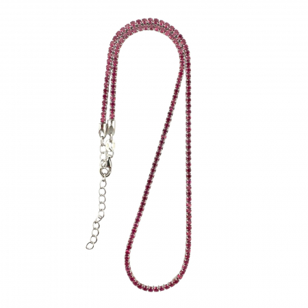 Colier Tennis Argint și Cristale Zirconiu Fucsia – Lungime Reglabilă 45 cm [4]