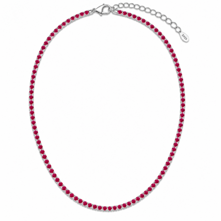 Colier Tennis Argint și Cristale Zirconiu Fucsia – Lungime Reglabilă 45 cm [0]