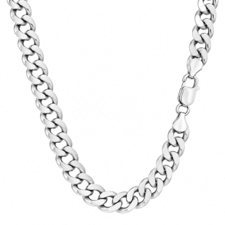 LANTISOARE - Lanț Argint 925 Bărbați Cuban 6 mm, Rodiat - Lungime 60 cm