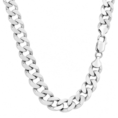 LANTISOARE - Lanț Argint 925 Bărbați Cuban 7.8 mm, Rodiat - Lungime 60 cm