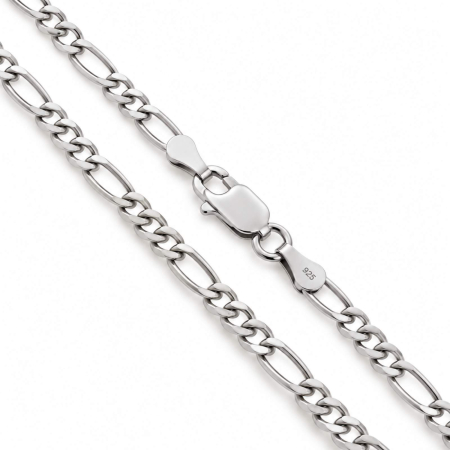 Lanț Argint 925 Bărbați Figaro 4 mm, Rodiat - Lungime 60 cm [2]