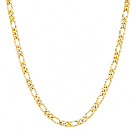 Lantisoare Argint - Lanț Argint 925 Bărbați Figaro, Placat Aur 18K, Lungime 60 cm