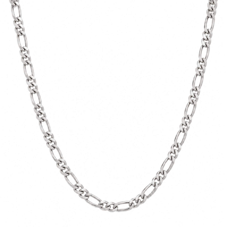 Lantisoare Argint - Lanț Argint 925 Bărbați Figaro, Rodiat - Lungime 60 cm