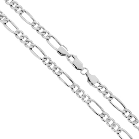Lanț Argint 925 Bărbați Figaro, Rodiat - Lungime 60 cm [2]