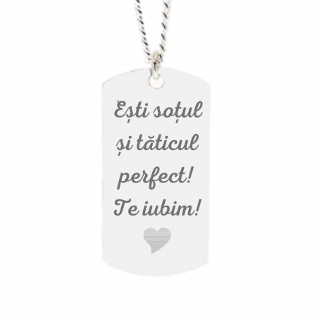 Lanturi argint barbati - Lant Argint Barbat, placuta army 35 mm, personalizat cu poza, lant cuban