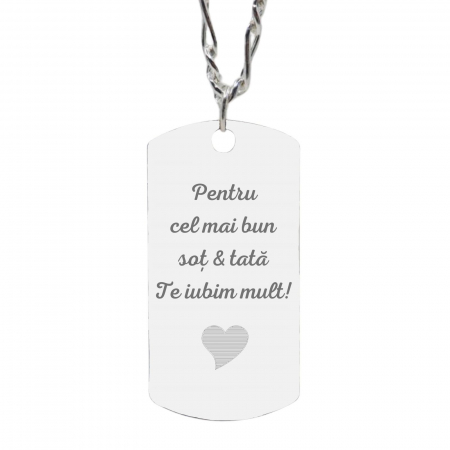 Lanturi argint barbati - Lant argint barbati Army personalizat text, lant gros Figaro