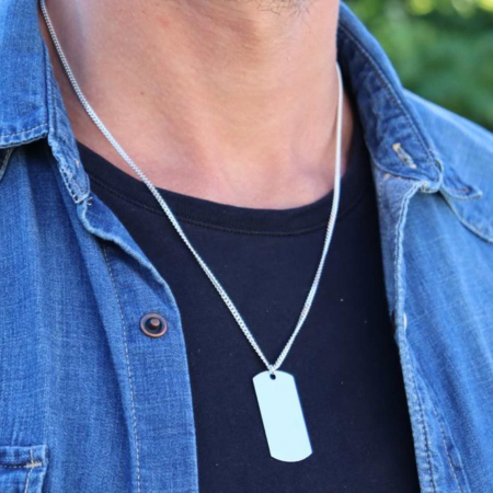 Lant Argint Barbati cu placuta army, personalizat gravura text, lant cuban [2]