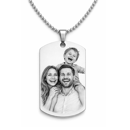 Lantisoare inox - Lant barbati army personalizat cu poza si text, lant cu bile inox