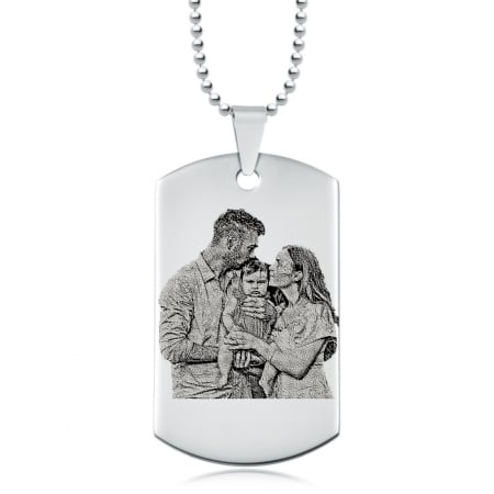 LANTISOARE - Lant barbati army personalizat cu poza si text, lant cu bile inox