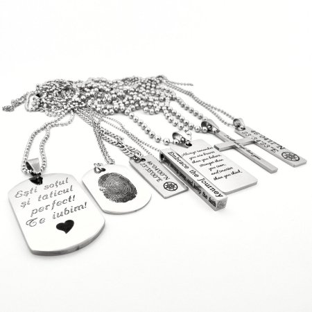 Lant barbati army personalizat cu poza si text, lant cu bile inox [7]