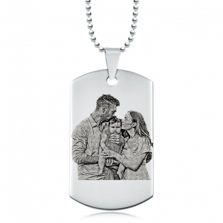 Lantisor barbatesc army personalizat cu poza si text, lant cu bile inox [9]