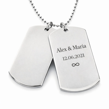 Lanț Bărbați Army cu 2 Plăcuțe Personalizate cu Poză și Text, Inox [2]