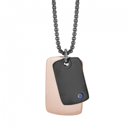 Lanturi cu diamante - Lanț Bărbați cu Safir Natural 0.032 ct , din Oțel Inoxidabil
