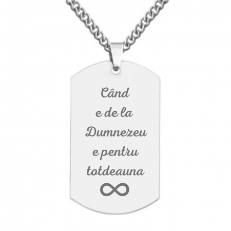 Lant barbati placuta army personalizat cu poza si text, lant cable, inox [4]