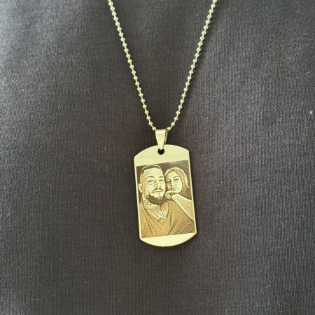 Lant barbati placuta army personalizat cu poza si text, lant cuban, inox [10]