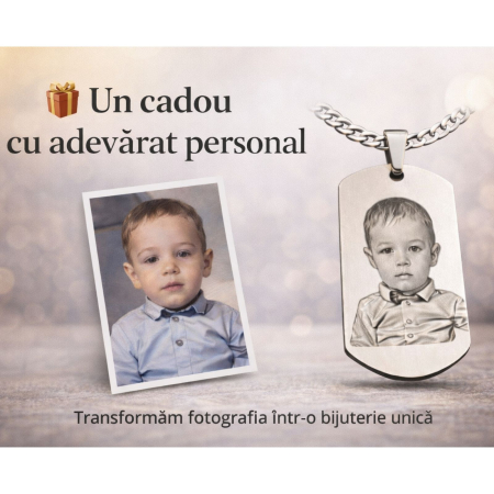 Lanț Personalizat cu Poză și Text pentru Tată – Plăcuță Dog Tag din Inox, Lanț cu Biluțe, Cadou Emoțional [4]