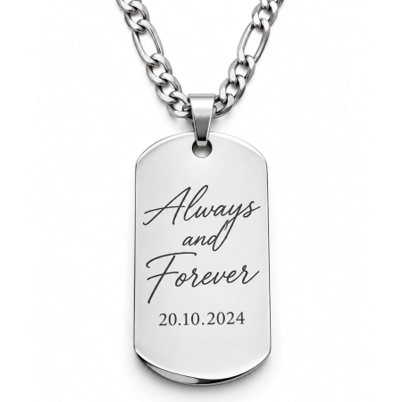BIJUTERII OTEL INOXIDABIL - Lanț Army Personalizat cu Poză și Text – Lanț Bărbați Inox Figaro 4 mm
