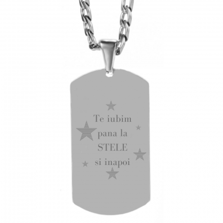 LANTISOARE - Lantisor barbatesc placuta army personalizat cu poza si text, lant figaro, inox