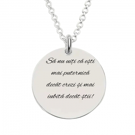 Lanturi Personalizate - Lănțișor Damă cu Bănuț Personalizat Text – Gravură Laser, Oțel Inoxidabil