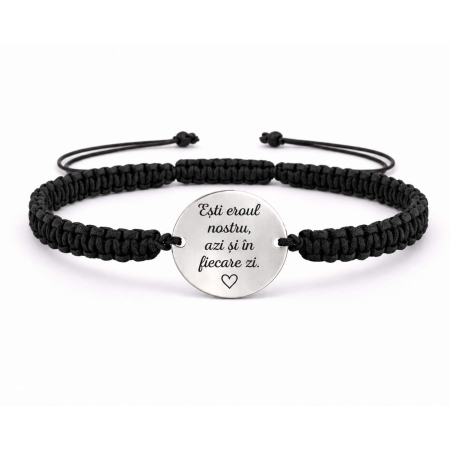 Cadouri pentru Tata - Brățară Personalizată cu Mesaj pentru Tată – Bănuț din Inox, Șnur Reglabil, Cadou Emoțional
