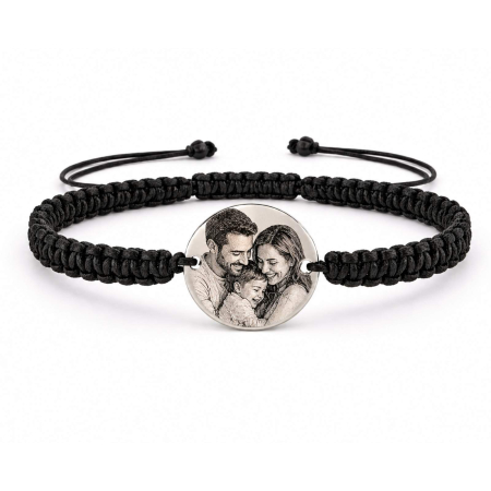 Cadouri pentru Tata - Brățară Personalizată cu Poză și Mesaj pentru Tată – Bănuț din Inox, Șnur Reglabil, Cadou Emoțional