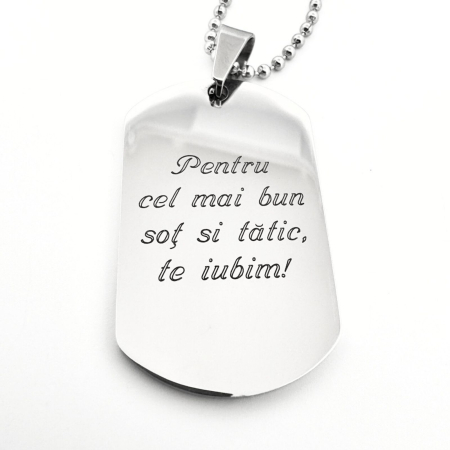 Lantisor barbatesc army personalizat cu poza si text, lant cu bile inox [3]