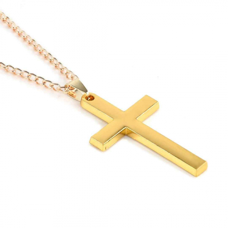 LANTISOARE - Lantisor barbatesc cu cruce inox auriu, personalizat