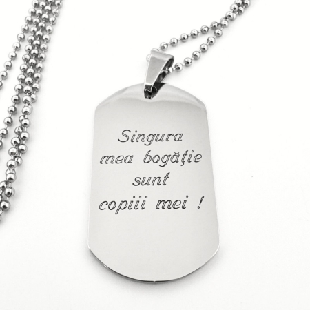 Lantisor barbatesc placuta army personalizat cu poza si text, lant figaro, inox [10]