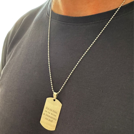 Lantisor barbatesc placuta army personalizat cu poza si text, lant figaro, inox [8]