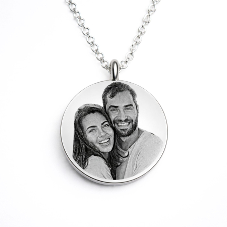 Lantisoare inox - Lănțișor Damă cu Bănuț Personalizat cu Poză și Text – Gravură Laser, Oțel Inoxidabil