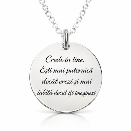 LANTISOARE - Lănțișor Damă cu Bănuț Personalizat Text – Colier Inox, Elegant