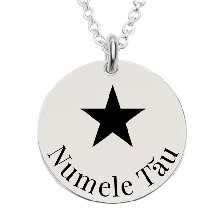 Lantisoare inox - Lănțișor Damă Personalizat cu Nume – Bănuț 20 mm, Lanț 45 cm, Inox Premium