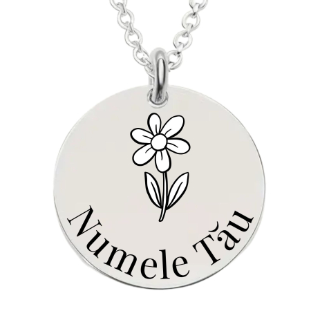 Lănțișor Damă Personalizat cu Nume – Bănuț 20 mm, Lanț 45 cm, Inox Premium [2]