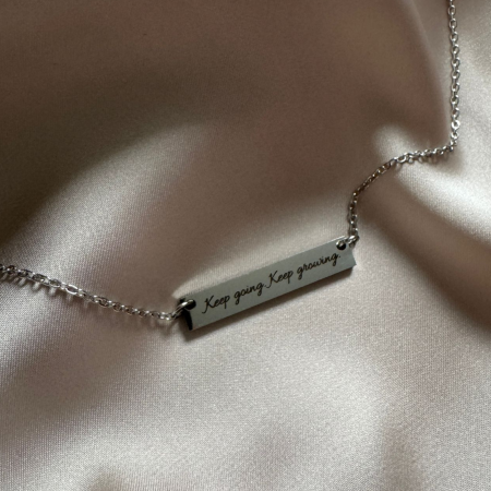 LANTISOARE - Lănțișor Damă Personalizat cu Nume sau Mesaje, Plăcuță Inox 35x6mm, Argintiu