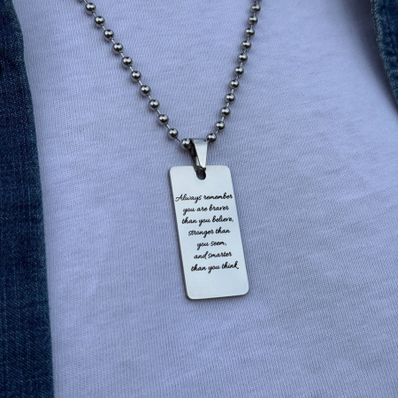 Lănțișor Bărbați cu Plăcuță Personalizat Gravură Text, Lanț cu Bile 4 mm, Oțel Inoxidabil [3]